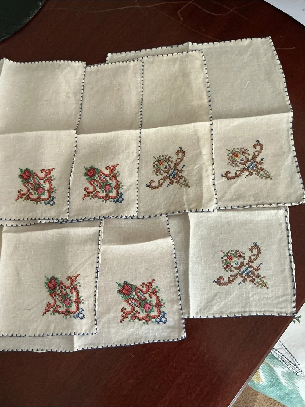 Vintage Hand-Embroidered Linen Napkins 11